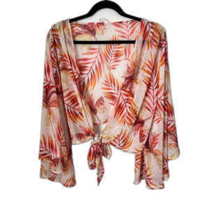 Tyche Tropical Print Bell Sleeve Sheer Shawl